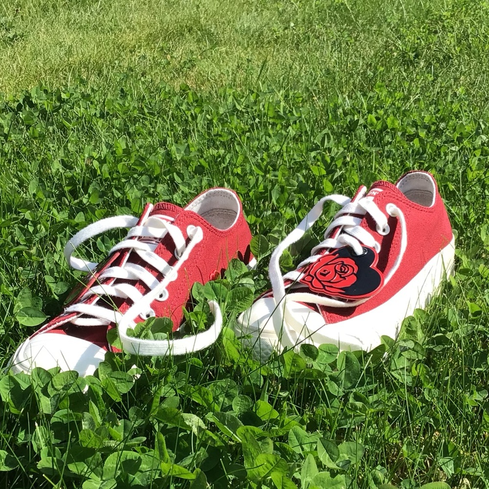 Converse Red Low-Top Platform Sneakers